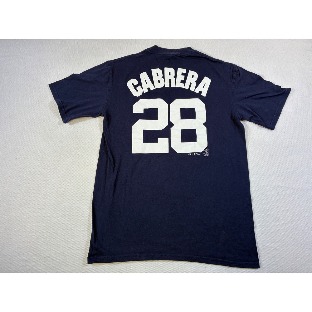Vintage Majestic New York Yankees Melky Cabrera 28 T-Shirt Navy Blue Mens Medium